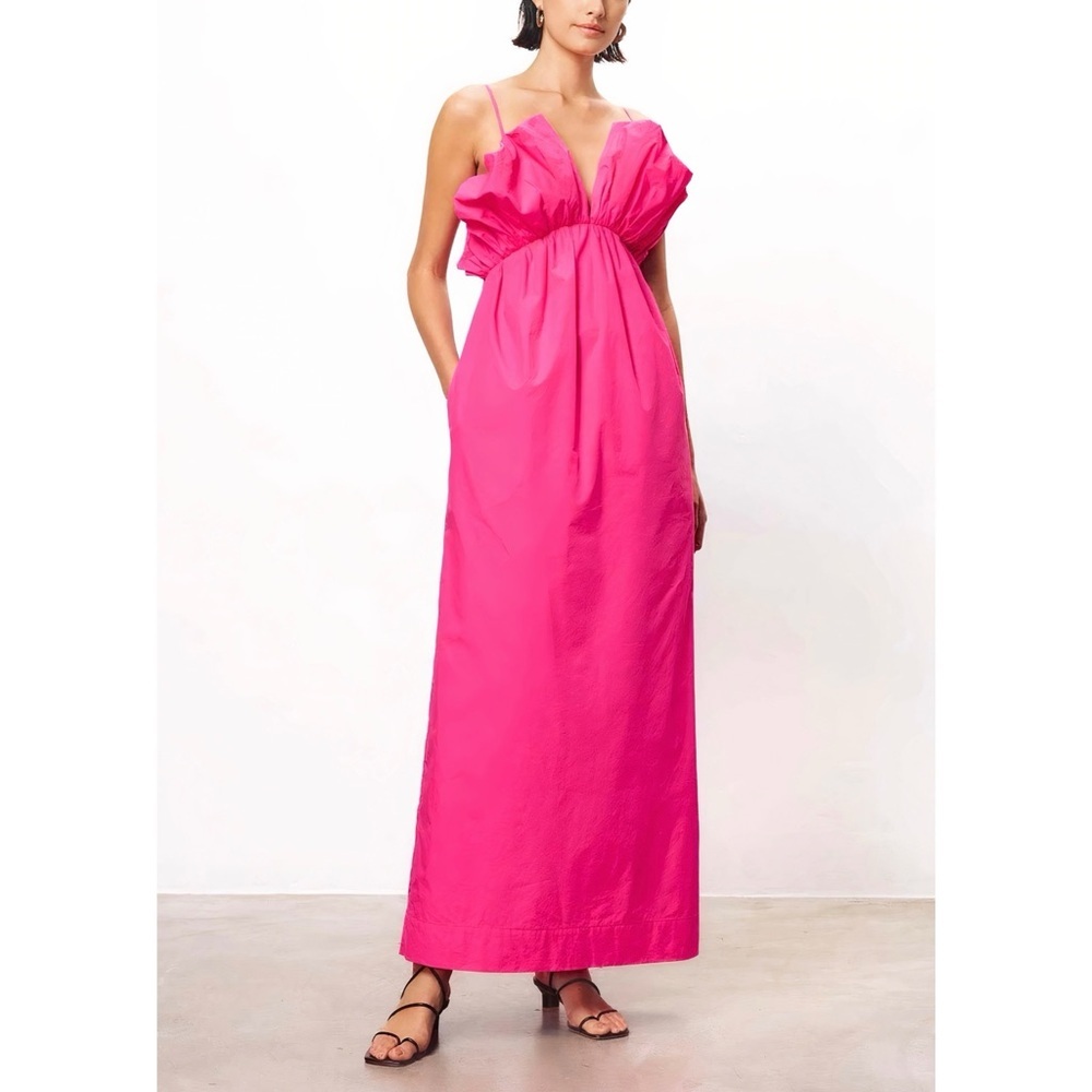Mara Hoffman Maxi Ruffle Sleeveless Raquel Pink Dress